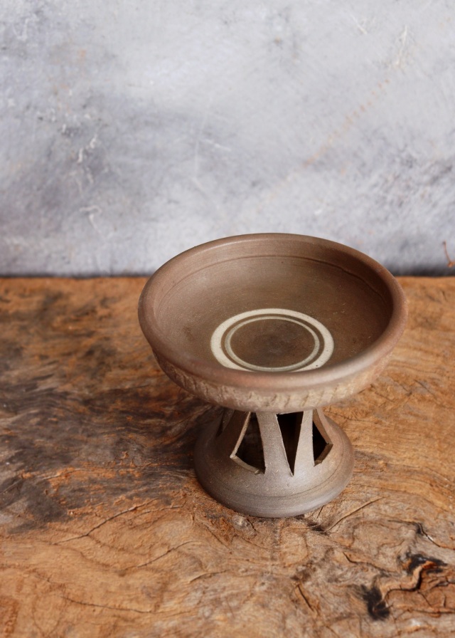 急須台須恵器　高台付皿 小西洋平作　茶器　煎茶道具　茶盤　新羅土器型　