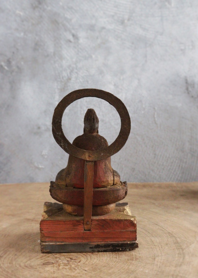 坐像菩薩　厨子　小仏 仏像 時代仏 　骨董　仏教美術　古仏　木彫仏