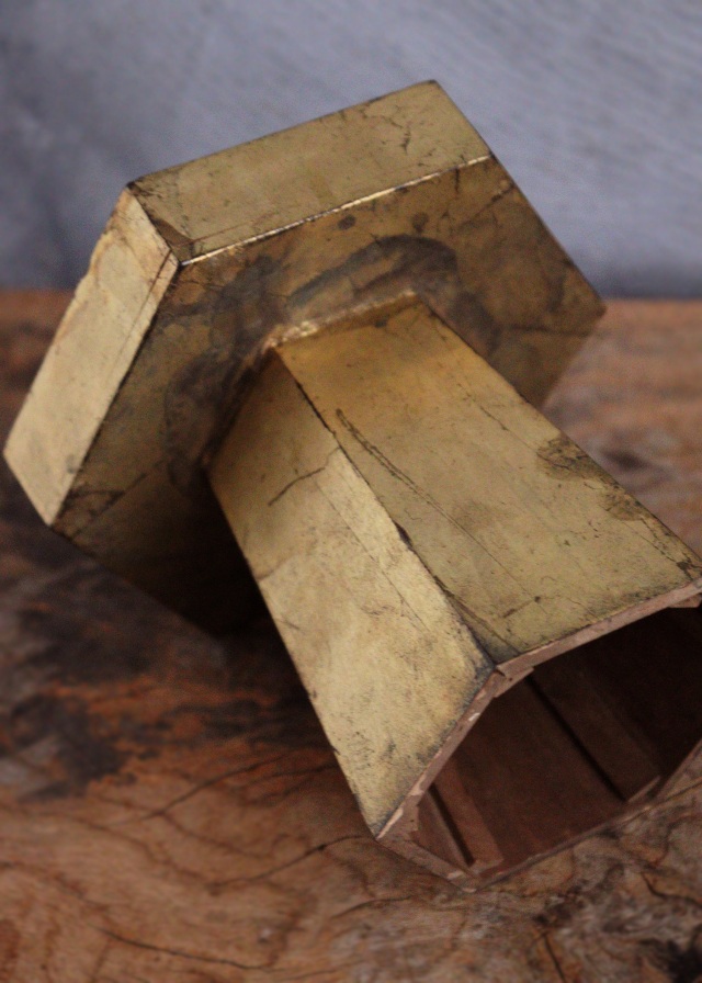 三方　金箔　6角高月　台　漆　お月見　三宝　飾り台13ｃｍ　