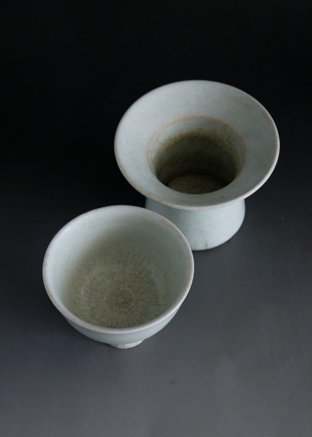 李朝白磁高足杯 白磁器 白磁茶碗 白磁盃 白磁 盃台Antique Sam's