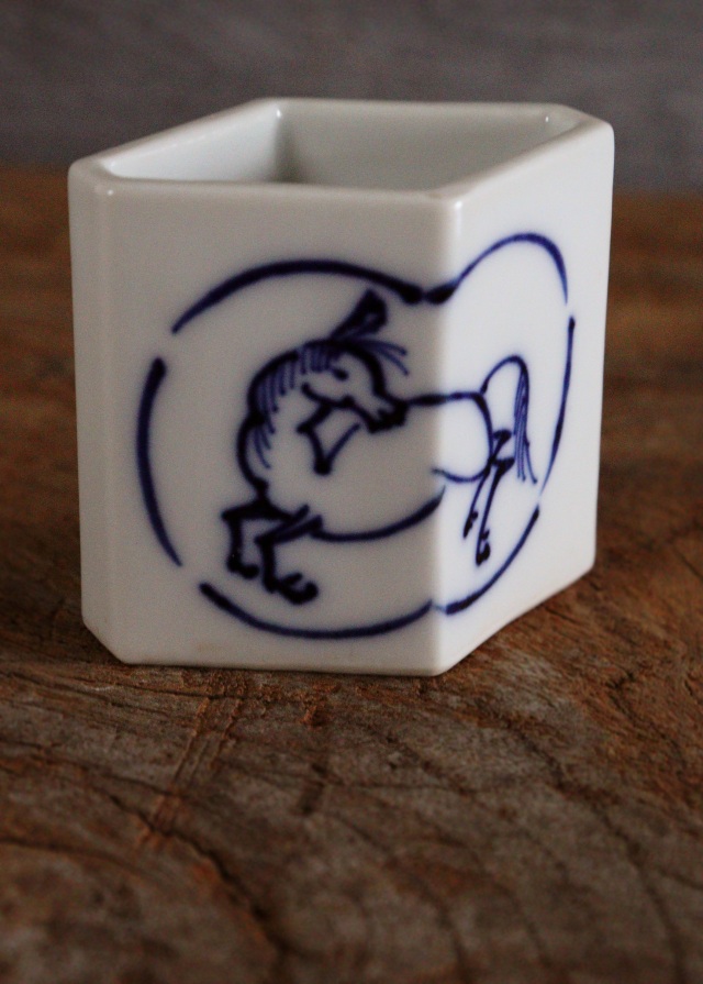 茶器 煎茶 道具 染付 蓋置 共箱 時代 茶器 煎茶 道具 染付 蓋置 共箱 時代