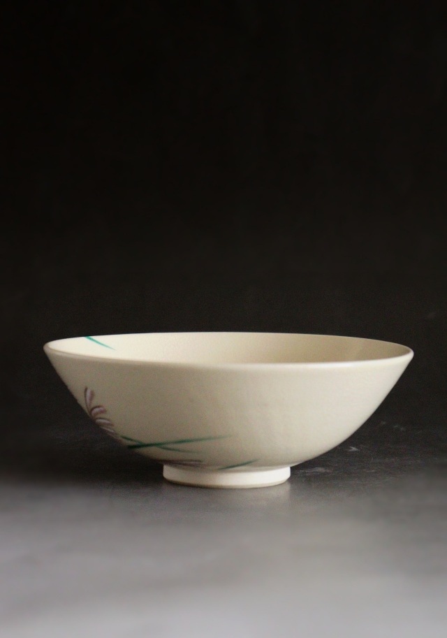 茜窯　岡田華渓作　平茶碗　抹茶碗　茶道具　