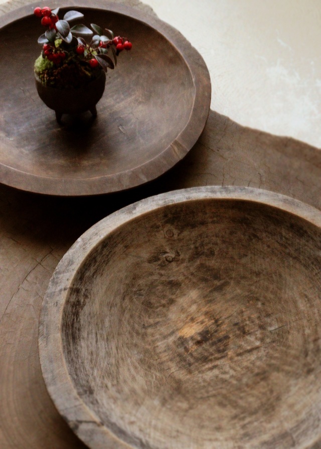 繭皿　アンティーク　民芸　手仕事　民藝　木皿　丸盆　320ｍｍ