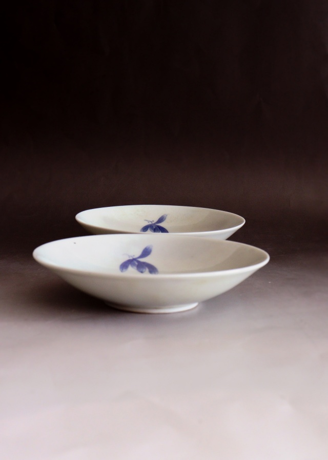 染付手書き平戸焼花図16ｃｍ皿　5枚組　　取り皿　盛皿　中皿　プレート