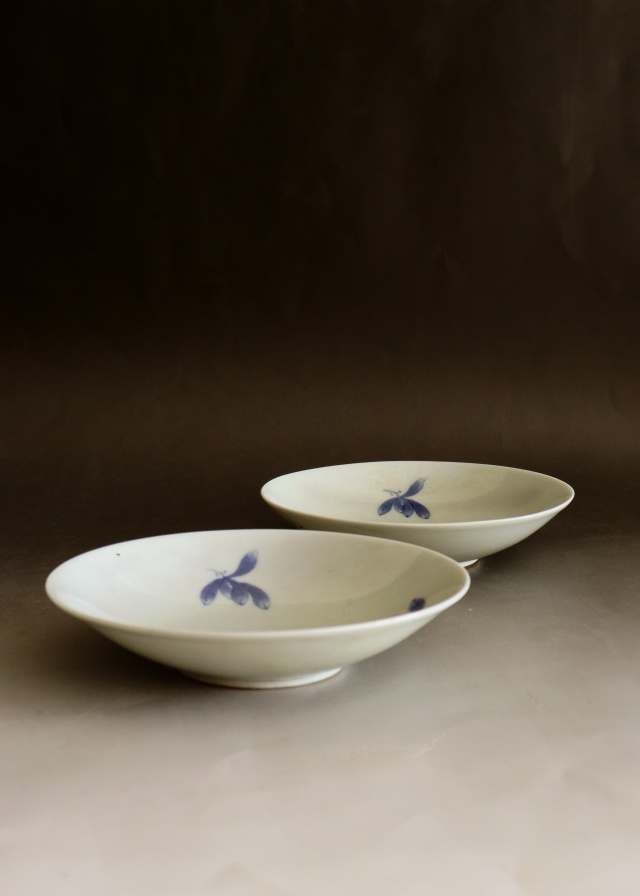 染付手書き平戸焼花図16ｃｍ皿　5枚組　　取り皿　盛皿　中皿　プレート