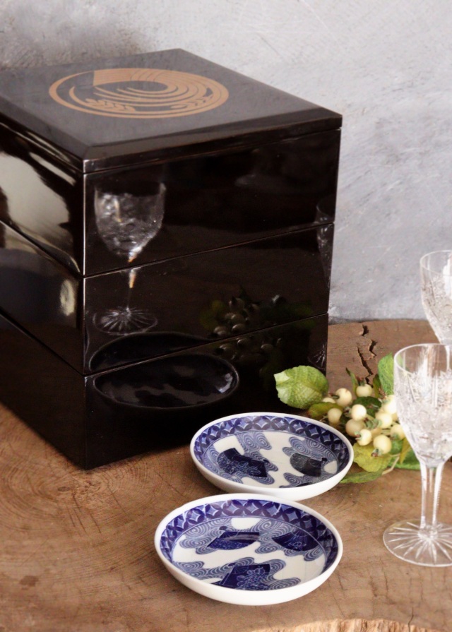 染付印判流水扇面紋小皿5枚組　取り皿　手塩皿　小皿　プレート