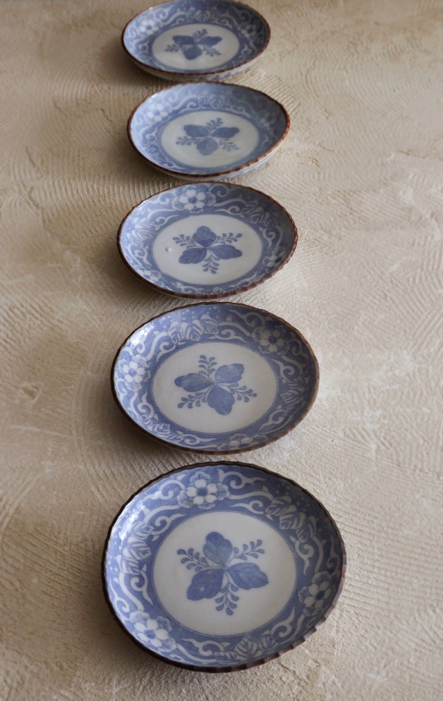 染付印判桐図16ｃｍイゲ皿　5枚組　　取り皿　盛皿　中皿　プレート　イゲ皿　アウトレット