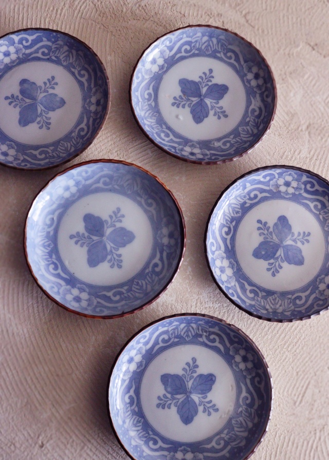 染付印判桐図16cmイゲ皿 5枚組 取り皿 盛皿 中皿 プレート イゲ皿 アウトレット