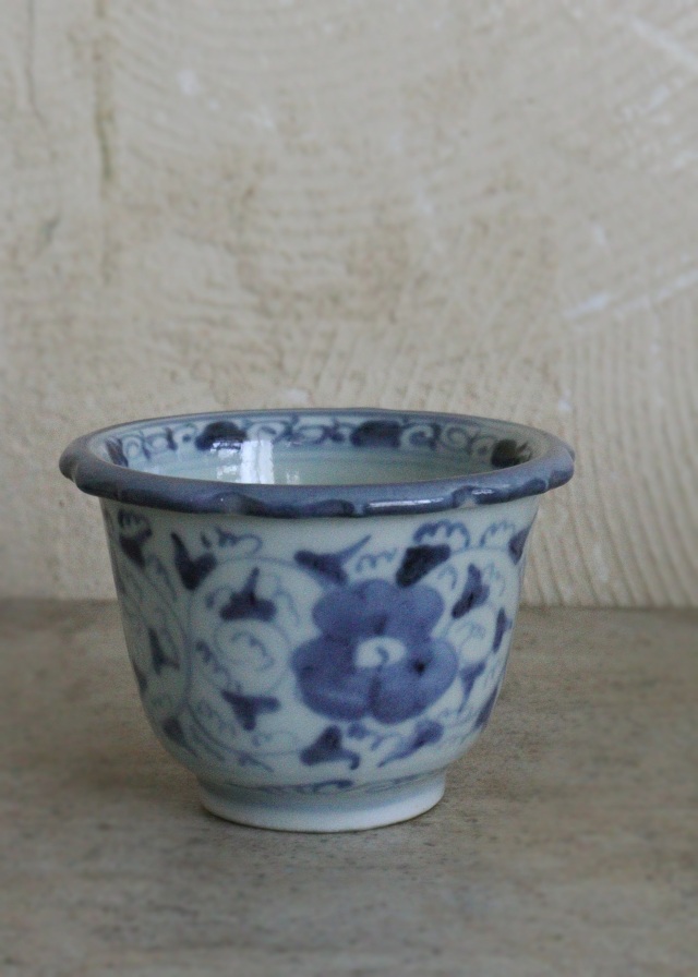 染付蕎麦猪口 古伊万里 花唐草 ソバ猪口 2客 Antique Sam's Collection