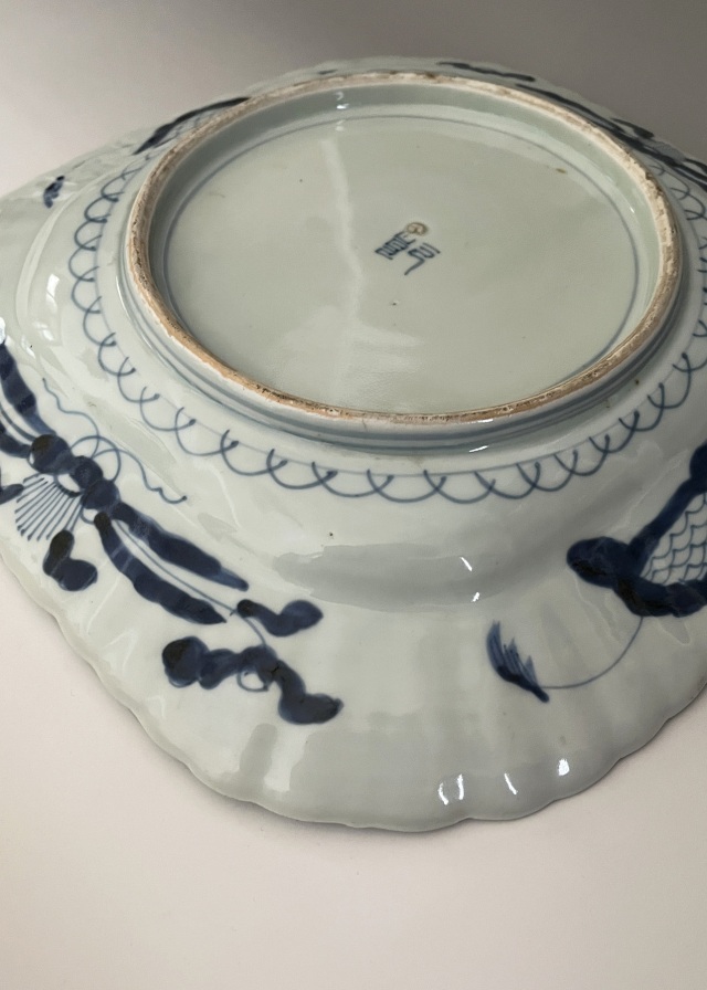 古舫庵コレクション青磁染付隅切四方皿 大皿 盛皿 飾り皿