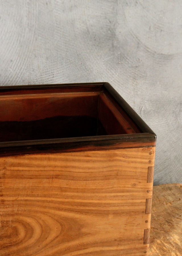 箱火鉢 285mm角 手あぶり 民具 木製火鉢 卓上火鉢 古家具 風炉 民藝 角