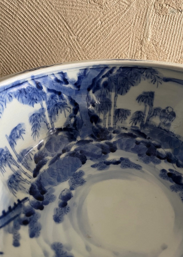 伊万里染付賢人図大鉢　手描き