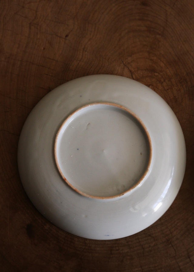 染付印判青海波亀甲花笹紋皿　４枚組　16ｃｍ　ケーキ皿　取り皿　モダン皿　印判皿