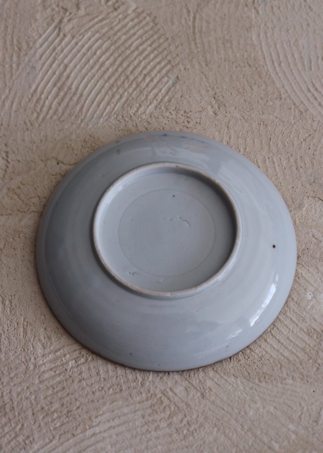 染付印判青海波亀甲花笹紋皿　４枚組　16ｃｍ　ケーキ皿　取り皿　モダン皿　印判皿