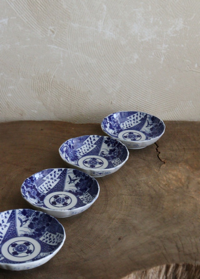 染付印判なます皿　　なます皿　4枚組　膾皿　取り皿