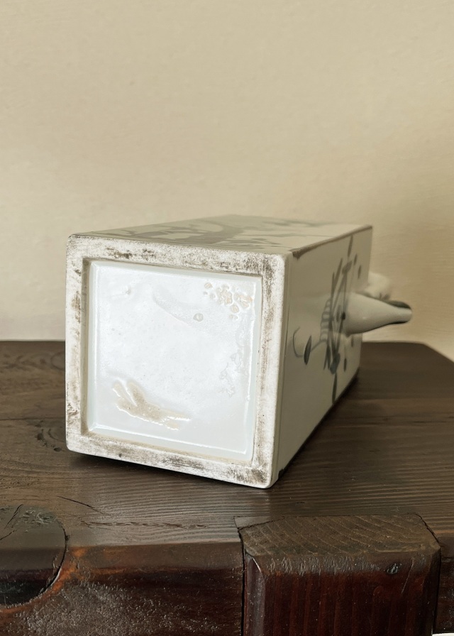 砥部焼　酒器　竹に雀