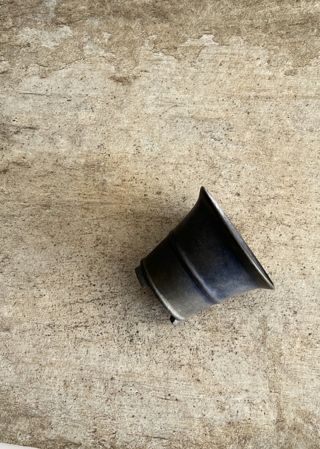 豆盆栽鉢瑠璃色　万古焼　春山作　