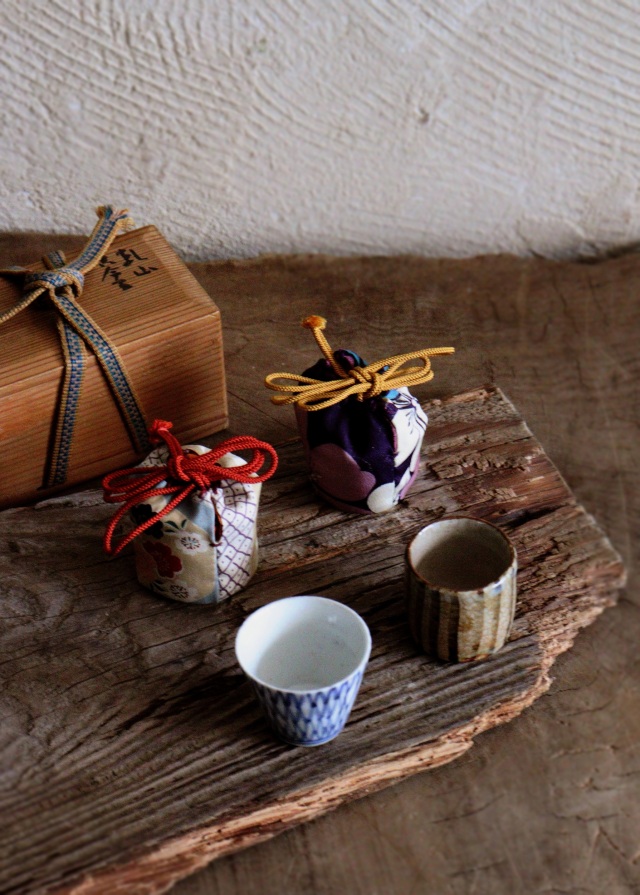 ウイスキー對盃　ショットグラス　酒器　仕覆　乾山銘あり