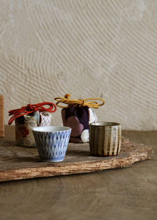 ウイスキー對盃　ショットグラス　酒器　仕覆　乾山銘あり