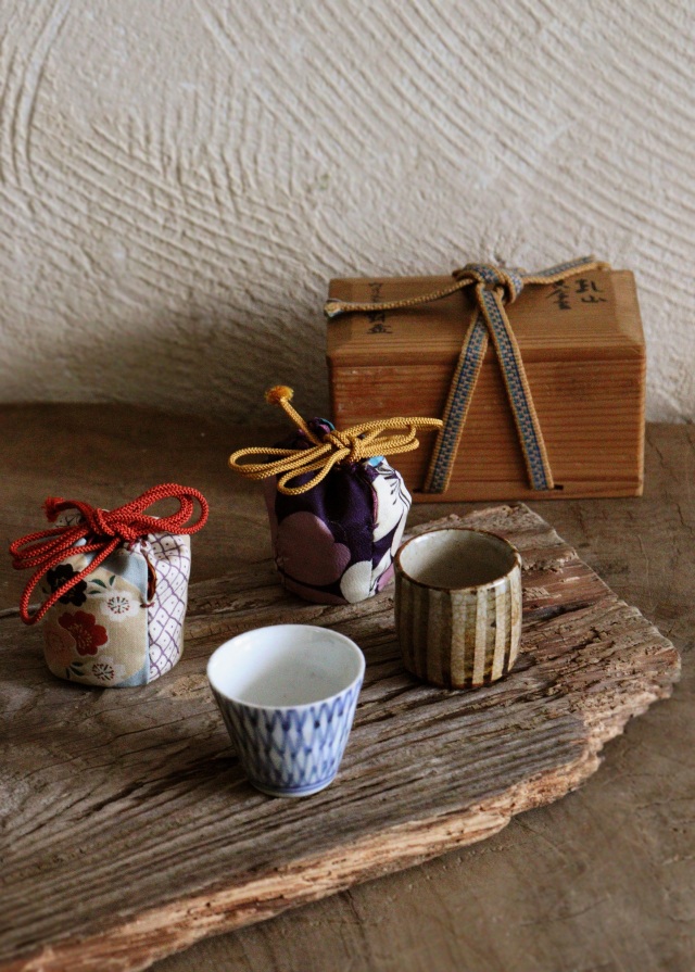 ウイスキー對盃　ショットグラス　酒器　仕覆　乾山銘あり