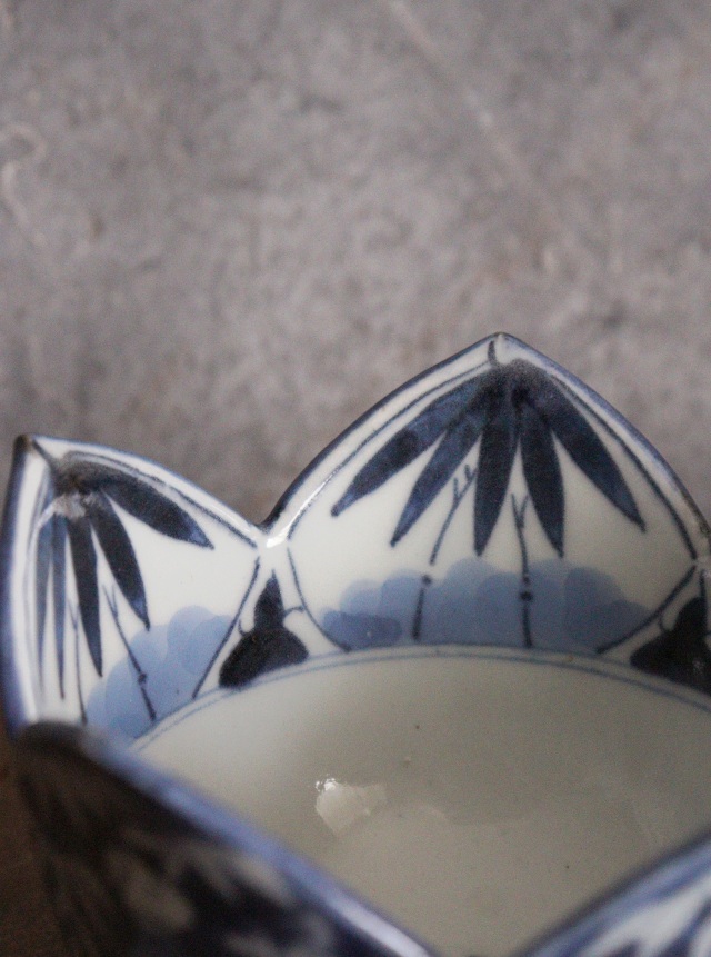 染付手描き竹林賢人図割山椒向付　1客　小鉢　古伊万里