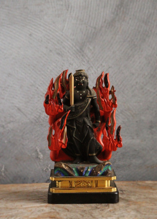 時代不動明王像　彩色　厨子入り　仏教美術　骨董　古美術