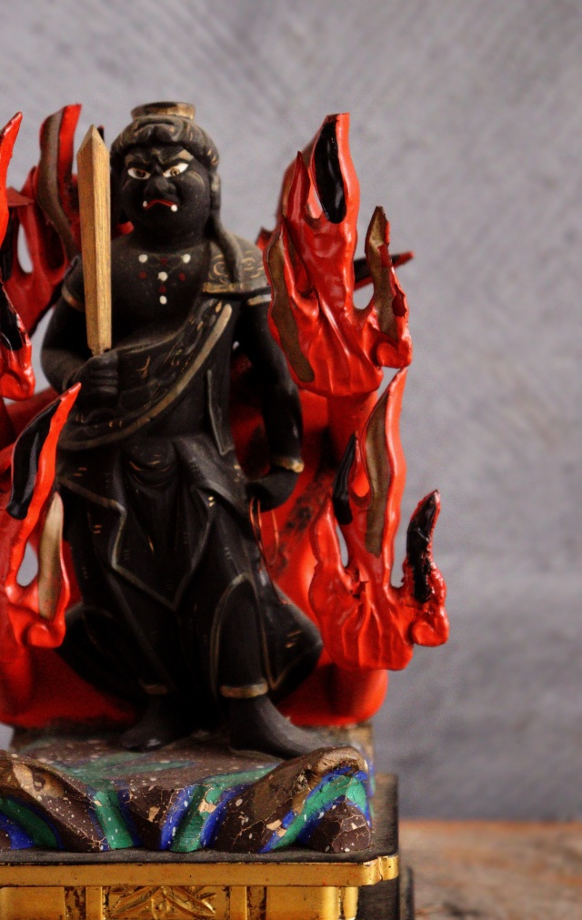 時代不動明王像　彩色　厨子入り　仏教美術　骨董　古美術