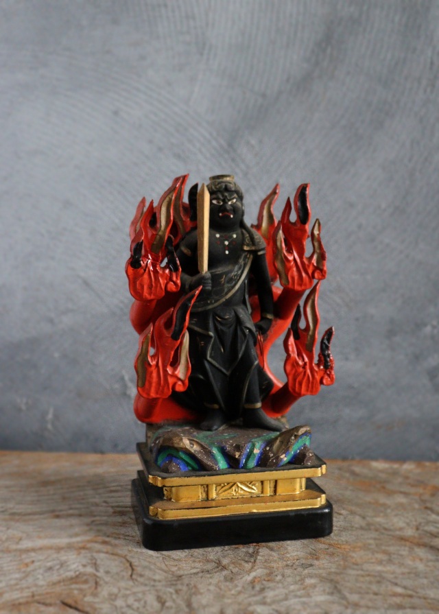 時代不動明王像　彩色　厨子入り　仏教美術　骨董　古美術