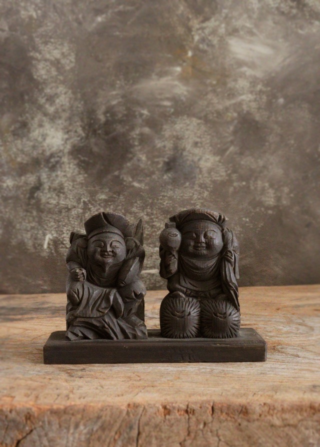 恵比寿大黒像 木彫 木彫仏 小仏 Antique Sam's Collection