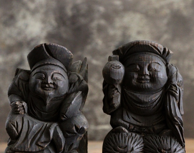 恵比寿大黒像 木彫 木彫仏 小仏 Antique Sam's Collection