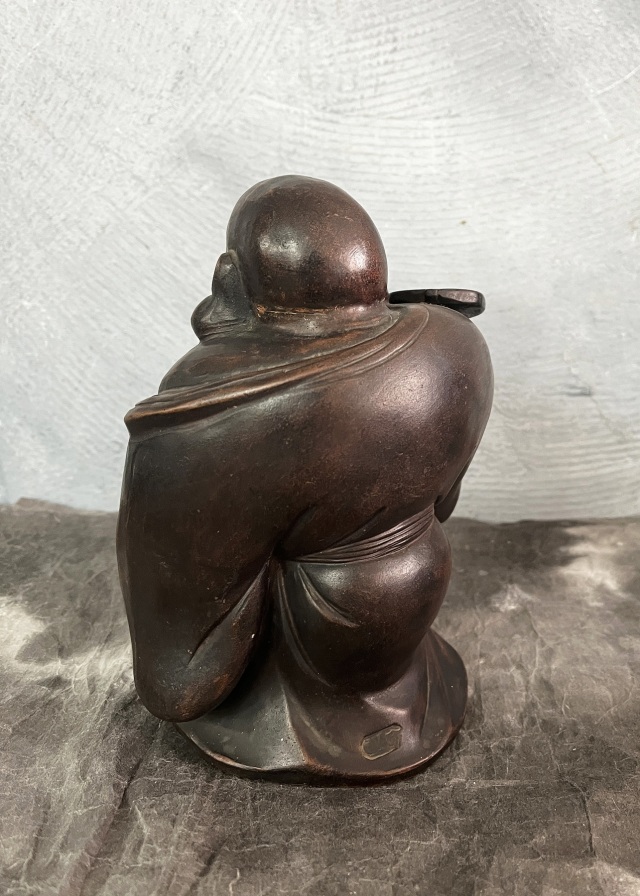 備前焼　布袋様像　優しい表情　