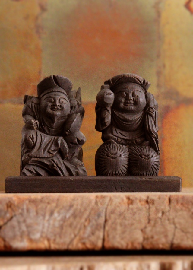 恵比寿大黒像 木彫 木彫仏 小仏 Antique Sam's Collection