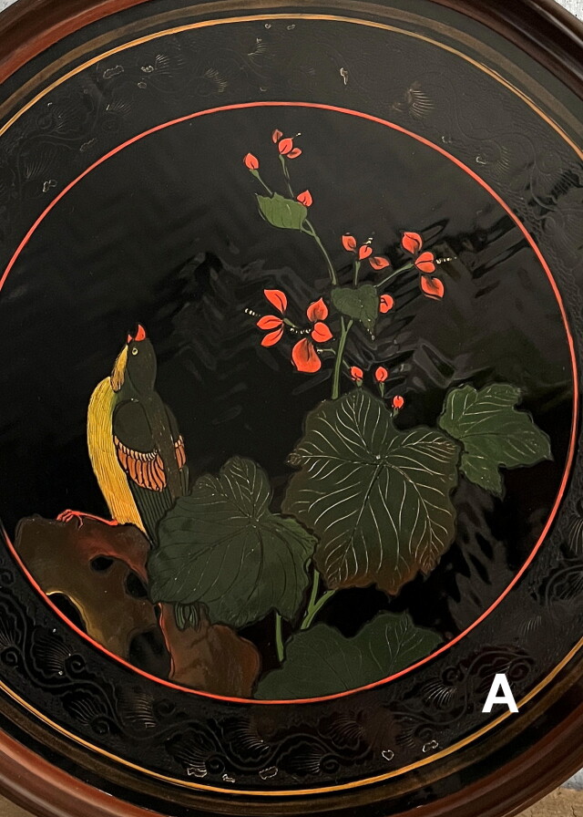 塗盆　漆絵盆　４種　籃胎漆器　琉球漆器