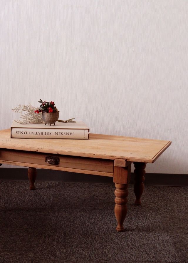 ろくろ脚テーブル　轆轤脚文机　勉強机　古家具　古道具　勉強机　テーブル　送料込み