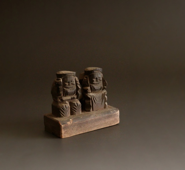 小さな恵比寿大黒像　木彫　福神様　