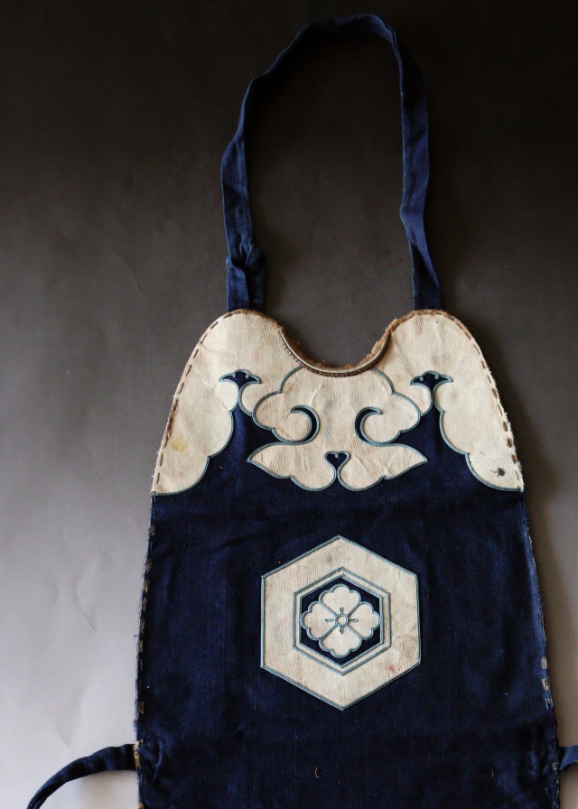 火消　胸当て　藍染　アンティーク　装身具　江戸時代