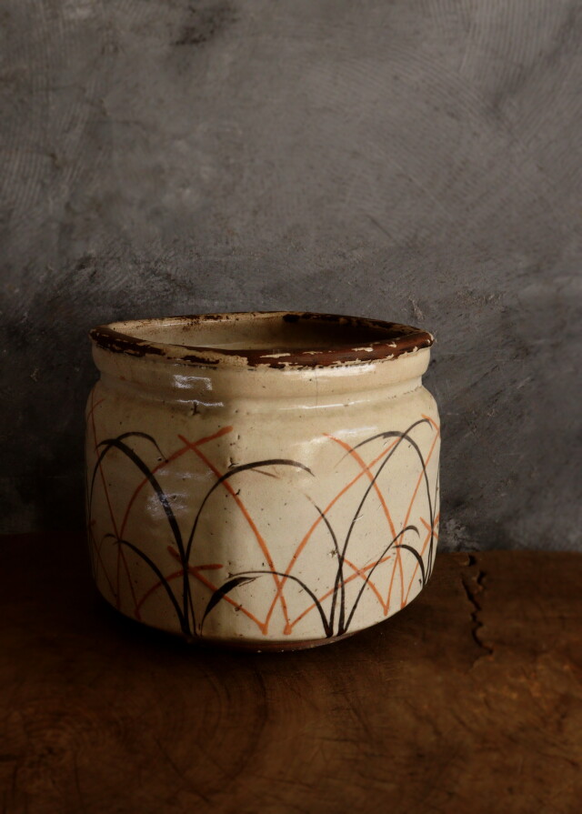 志野焼手あぶり アンティーク火鉢 鉢カバー