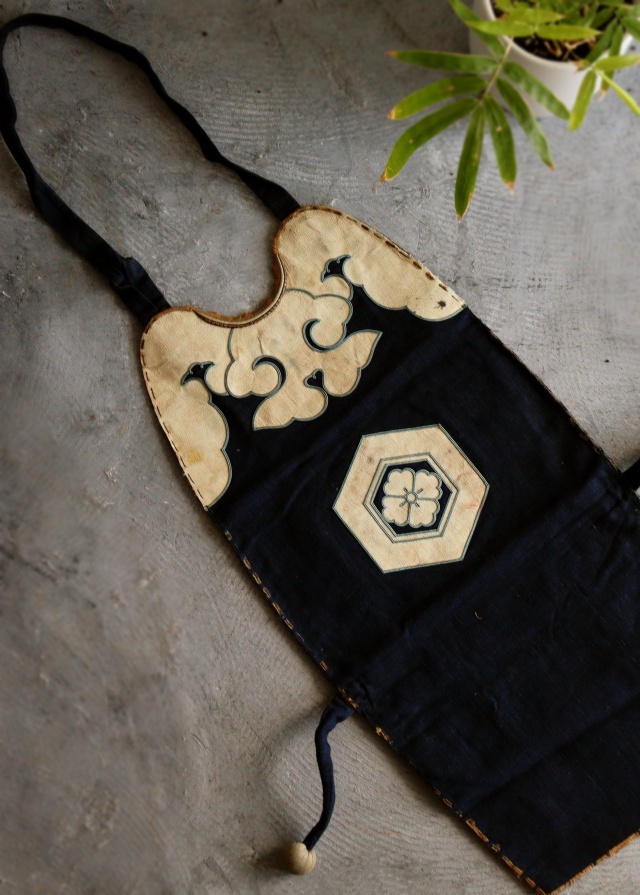 火消　胸当て　藍染　アンティーク　装身具　江戸時代