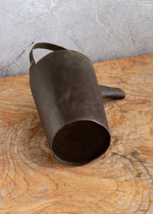 古い銅製油差し　古道具　灯火器