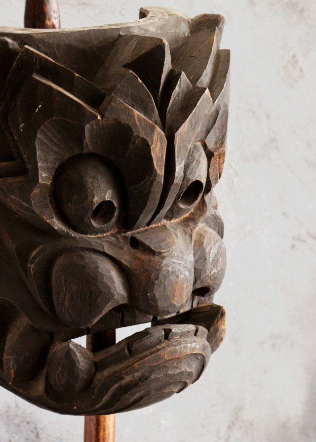 竈面　木彫面　お面　竈の神様