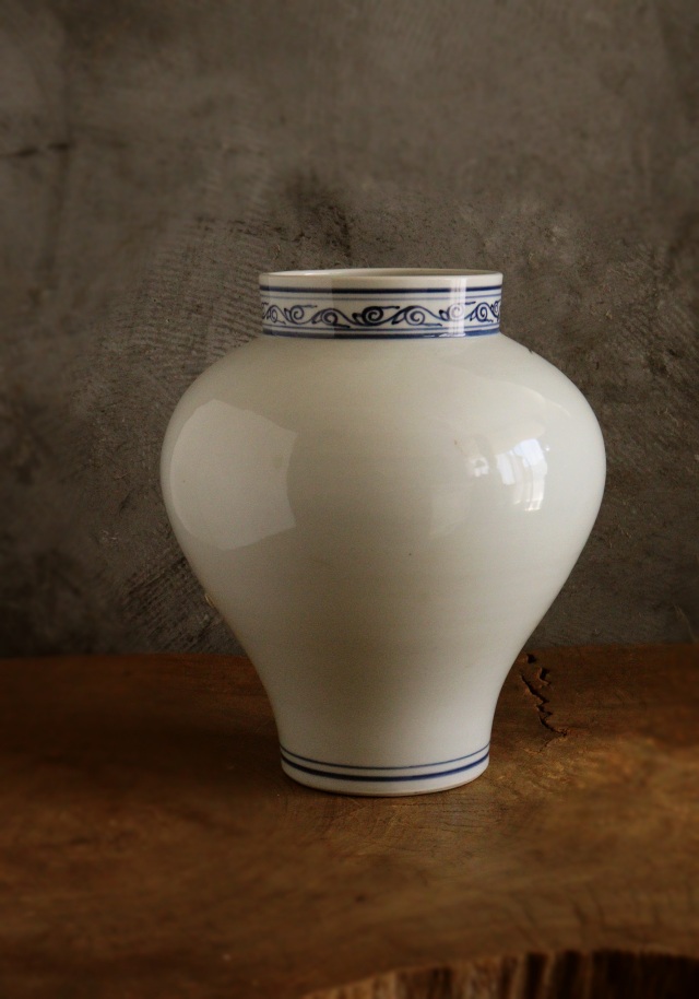 泰岩 沈相燮作梅瓶型辰砂壷 　韓国陶磁　韓国インテリア