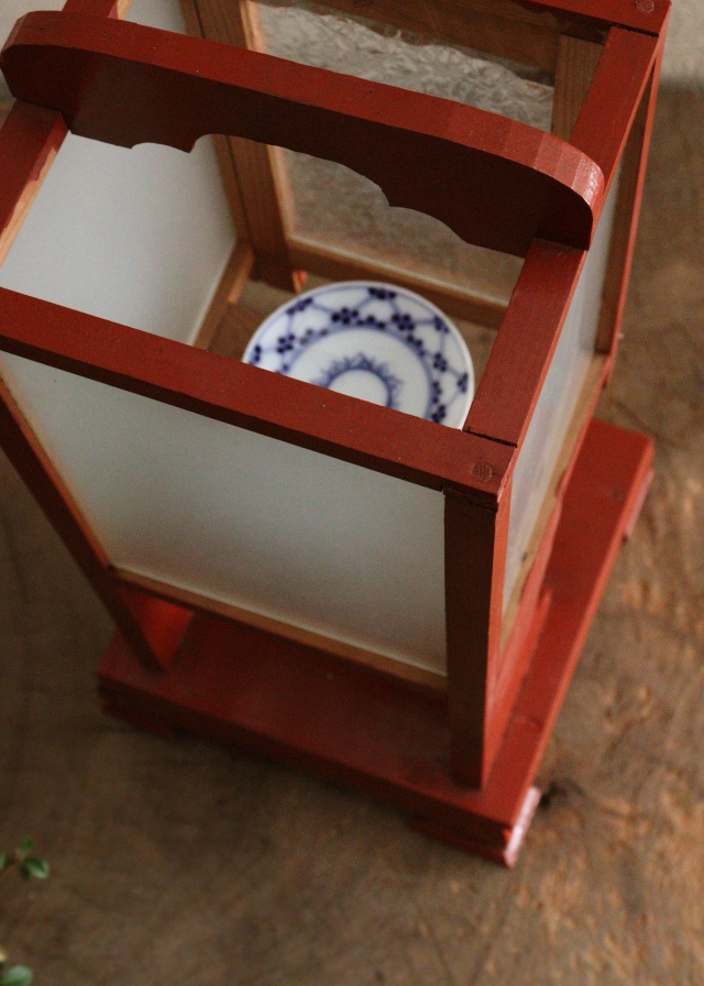 フロアライト 朱塗行燈 行燈 行灯 灯篭 和風古民家 古道具 レトロガラス