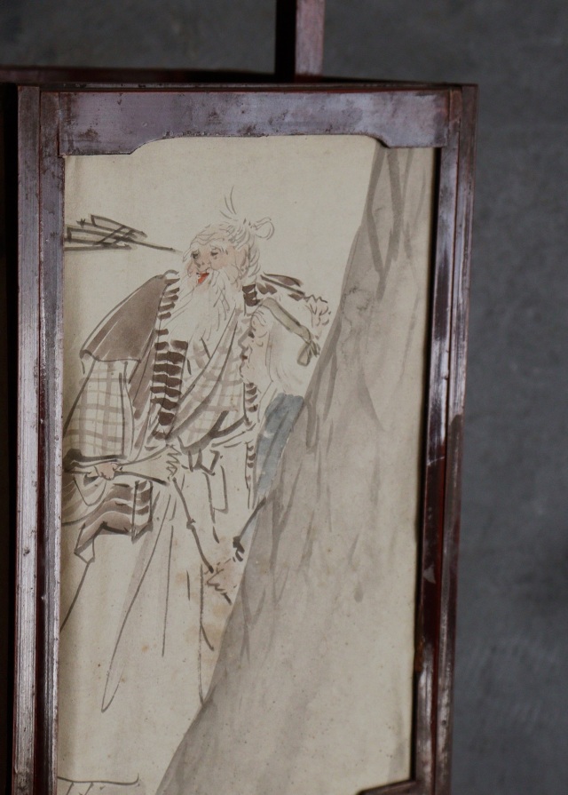 春慶塗二部式行燈　水谷百碩[高砂図]行燈　行灯　灯篭　灯もの　和風照明　照明　古道具　民具