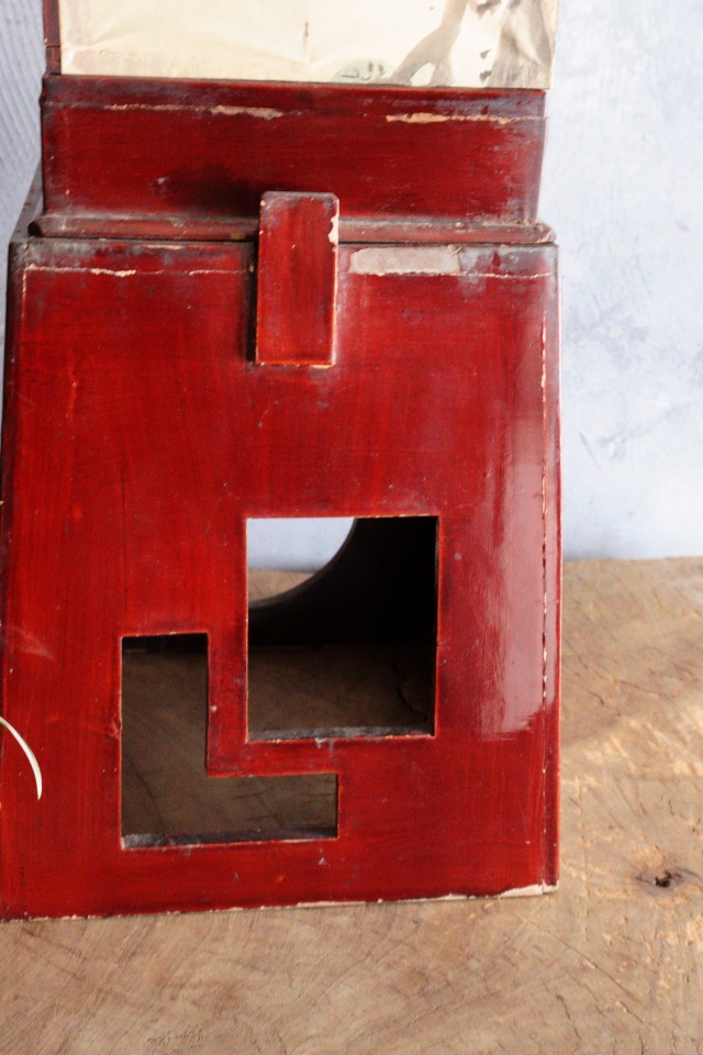 春慶塗二部式行燈　水谷百碩[高砂図]行燈　行灯　灯篭　灯もの　和風照明　照明　古道具　民具