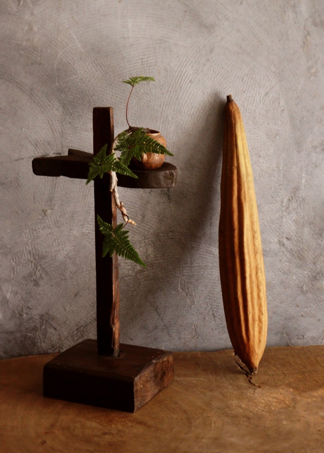 アンティーク燭台　李朝　韓国アンティーク　朝鮮美術　木製