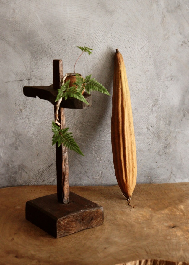 アンティーク燭台　李朝　韓国アンティーク　朝鮮美術　木製