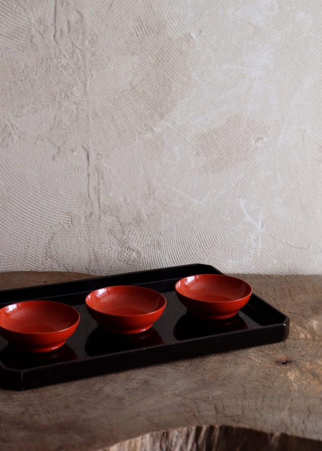 輪島朱塗碗　朱塗向付　小皿5枚　漆皿　朱塗皿　5枚組