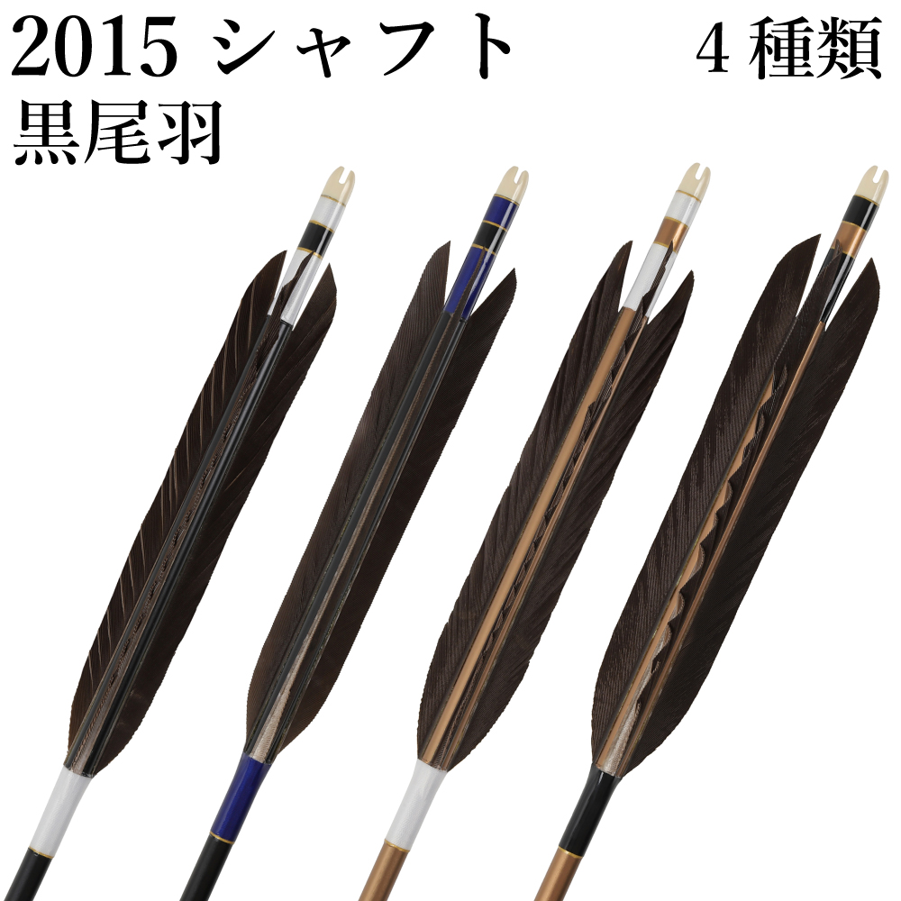 黒尾羽 2015シャフト 6本組 イーストン 黒・茶シャフト 黒 青 白 推奨弓力13kg～18kg 送料無料 ジュラ矢 弓道 弓具 矢 【D-1782】