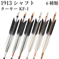 ターキー KF-1 1913シャフト 6本組 イーストン 黒・茶シャフト 和紙 白 推奨弓力10kg～13kg 送料無料 ジュラ矢 弓道 弓具 矢 【D-1763】