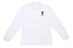 チーバくん 長袖 ポロシャツ ホワイト　白 SS/S/M/L/LL/3L 男女兼用 【L-127】